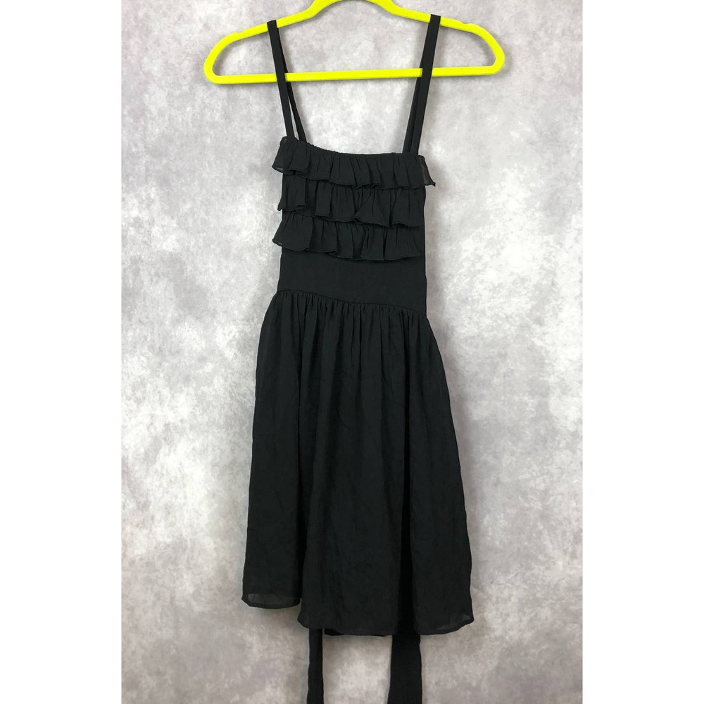Silence + Noise Black Dress Boho‎ Tiered Ruffle Chest Lined Sleeveless Size 1